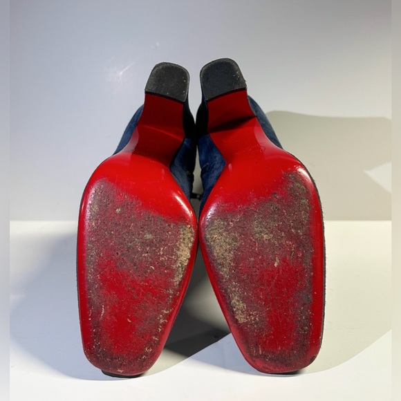 Christian Louboutin Tiagadaboot 100 Navy Veau Velours size 36.5 - Picture 5 of 6